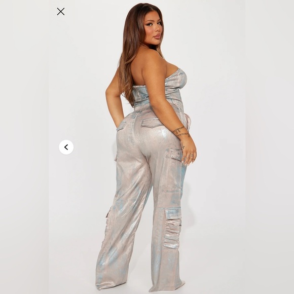 Ava Metallic Pant Set - Taupe - Picture 6 of 8